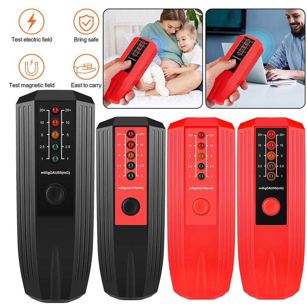 Прибор для измерения электромагнитного поля, высокоточный портативный детектор электромагнитного излучения, портативный тестер с 5 светодиодными индикаторами Black